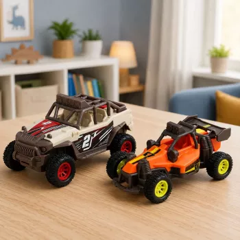 LEAN TOYS Visureigių automobilių rinkinys su šviesomis ir garsais 2 vnt.