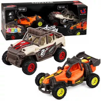 LEAN TOYS Visureigių automobilių rinkinys su šviesomis ir garsais 2 vnt.