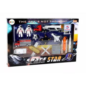 LEAN TOYS Figūrėlių rinkinys Space Truck Rocket 15 vnt.