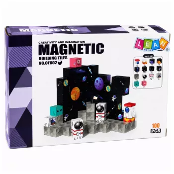 LEAN TOYS magnetinių kubelių rinkinys Pixels 3D Space 100 vnt.