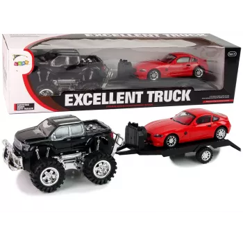 LEAN TOYS Automobilių rinkinys Juodas monster truck Baltas kemperis 58 cm