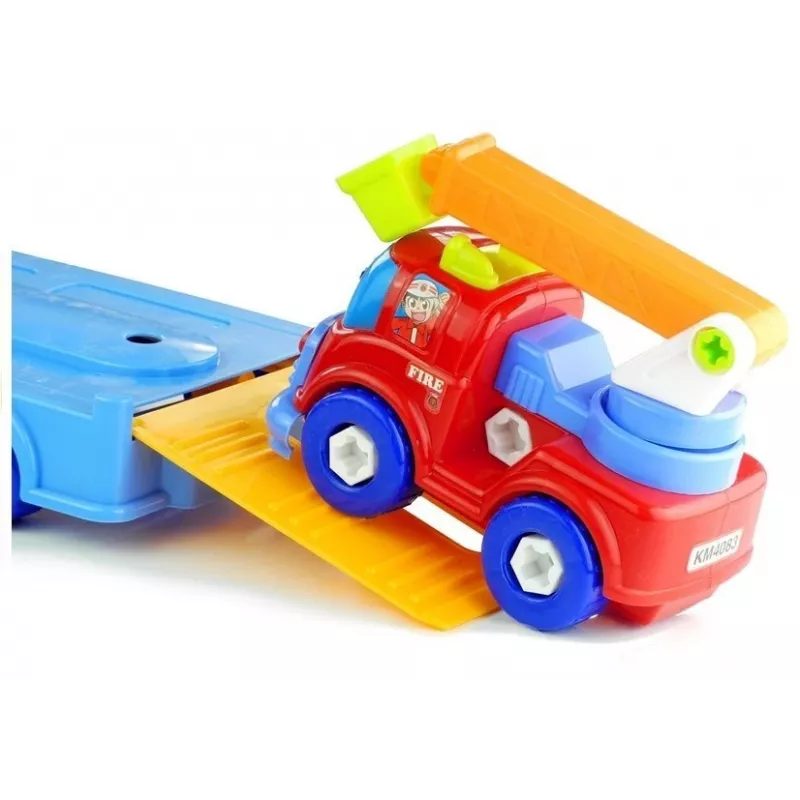LEAN TOYS Automobilių rinkinys Policija, Gaisrinė, Autovežis, Atsukami automobiliai