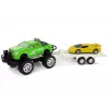 LEAN TOYS Automobilių rinkinys Geltoni sportiniai Žali visureigiai su frikciniu varikliu