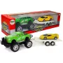 LEAN TOYS Automobilių rinkinys Geltoni sportiniai Žali visureigiai su frikciniu varikliu