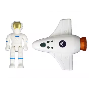 LEAN TOYS Space Mission Cosmos 4 Elementų Žaidimų Rinkinys – Raketa, Astronautas, Roveris ir Vėliava (4 dalys, nuo 3 metų)