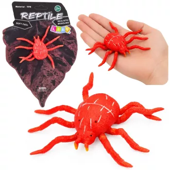 LEAN TOYS Spider Red Rubber Figure Stretchable Realistic 12 cm