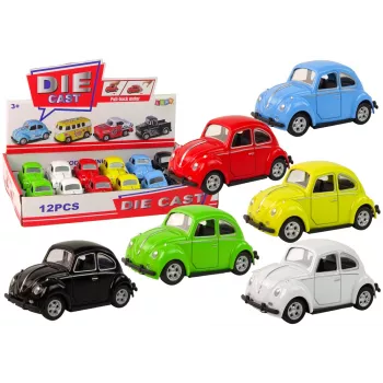 LEAN TOYS Spring Spring With Friction Drive Beetle Passenger Car 6 spalvų