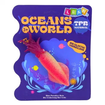 LEAN TOYS kalmaro guminė figūrėlė, tampri, realistinė jūros gyvūno figūrėlė 14 cm