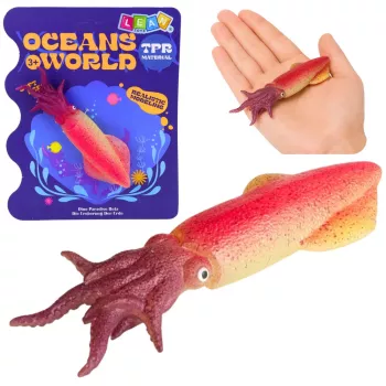 LEAN TOYS kalmaro guminė figūrėlė, tampri, realistinė jūros gyvūno figūrėlė 14 cm