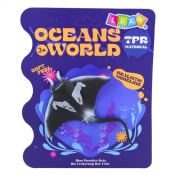 LEAN TOYS Stingray guminė figūrėlė, tampri, realistinė vandenyno žuvis 13cm