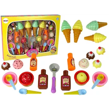 LEAN TOYS Sweet Treats Set Ice Cream Cupcakes Sauces Spoons