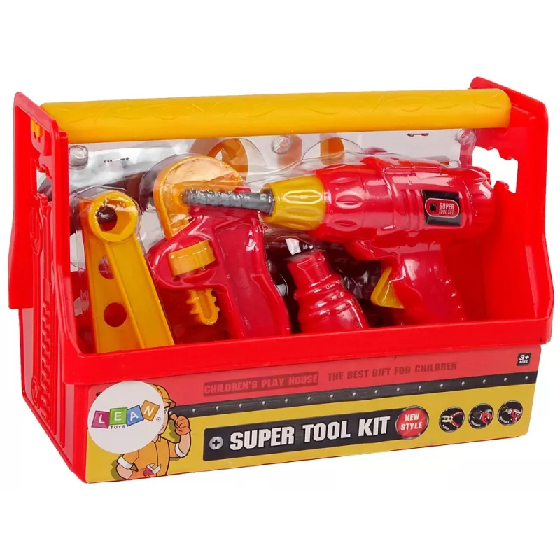 LEAN TOYS Įrankių dėžė su plaktuku ir replėmis Raudona