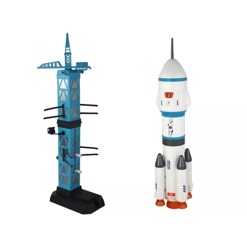 LEAN TOYS Kosminė misija Raketų paleidimo aikštelė su astronautais, 15 elementų