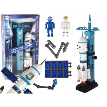LEAN TOYS Kosminė misija Raketų paleidimo aikštelė su astronautais, 15 elementų
