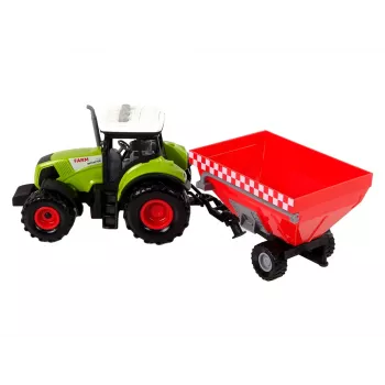 LEAN TOYS Traktorius su ūkio priekaba ir garsu – Žalias