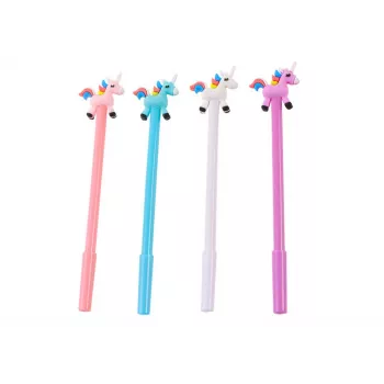LEAN TOYS Unicorn Ballpoint Pen Black Cap Refill Mix White Pink 0.5mm
