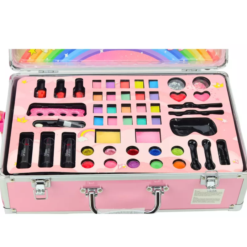 LEAN TOYS Unicorn Pink ratukinis lagaminėlis grožio rinkinys