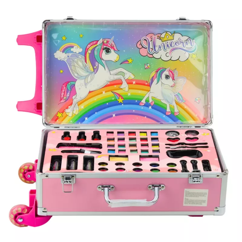 LEAN TOYS Unicorn Pink ratukinis lagaminėlis grožio rinkinys