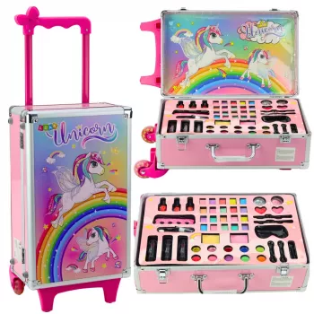 LEAN TOYS Unicorn Pink ratukinis lagaminėlis grožio rinkinys