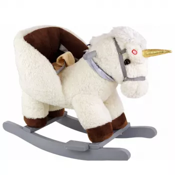 LEAN TOYS Unicorn Rocking Horse Rocker for Toddlers White Beige