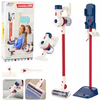 LEAN TOYS Upright Vacuum Cleaner Kids Cleaning Kit Lights Sounds Station White
