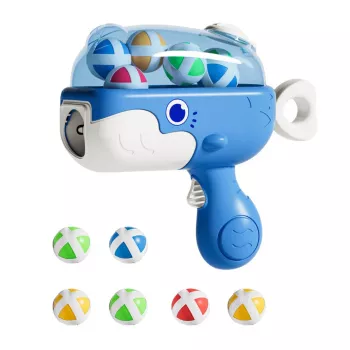 LEAN TOYS Velcro Ball Gun with Fabric Target Whale Blue