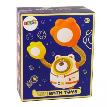 LEAN TOYS Vandens vonios žaislas Meškiukas astronautas su vandens cirkuliacija ir siurbtukais