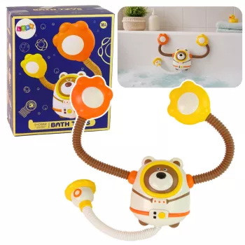 LEAN TOYS Vandens vonios žaislas Meškiukas astronautas su vandens cirkuliacija ir siurbtukais