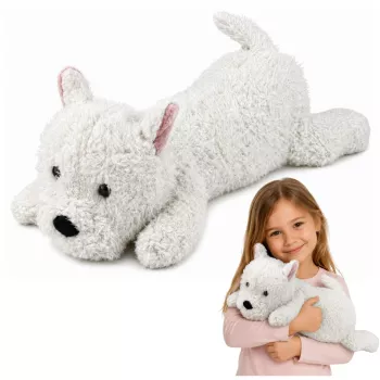 LEAN TOYS Vakarų Škotijos baltasis terjeras pliušinis šuo minkštas žaislas, baltas, 40 cm