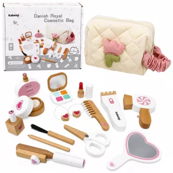 LEAN TOYS Medinis grožio rinkinys Makiažo kosmetinė rankinė Priedai 16 vnt.