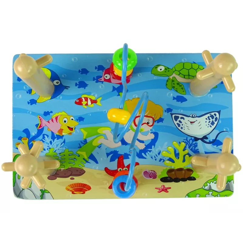 LEAN TOYS Wooden Bricks Sorter Sea World Educational Beads