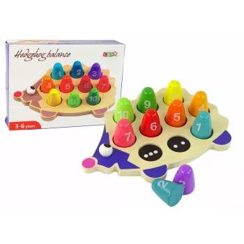 LEAN TOYS Wooden Educational Hedgehog with 10 Colorful Pawns