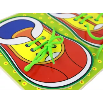 LEAN TOYS Medinis lavinamasis žaislas – mokomės užsirišti batų raištelius