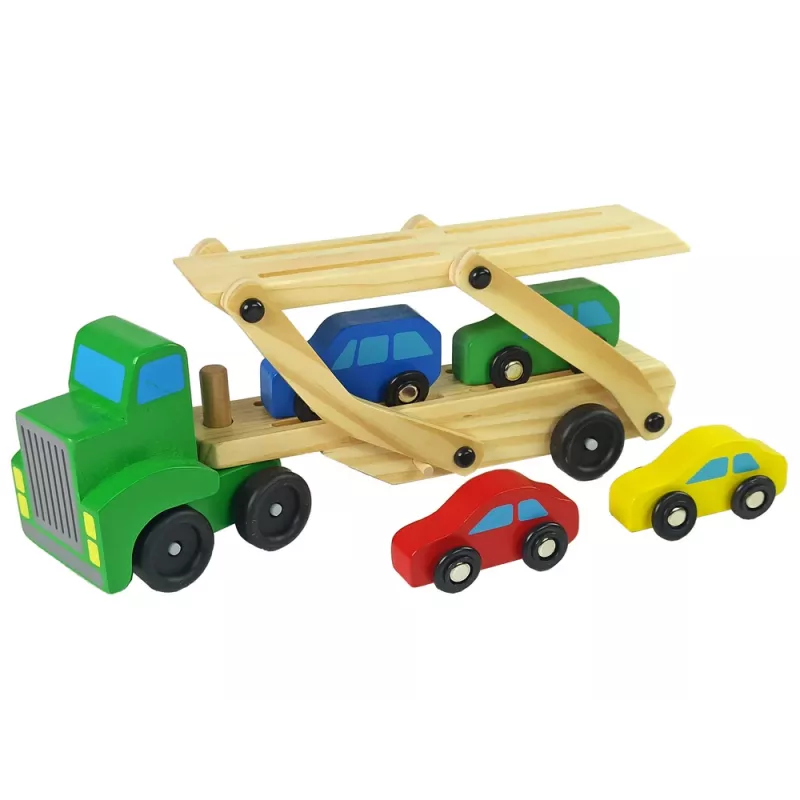 LEAN TOYS Wooden Green Truck with Trucks Blocks