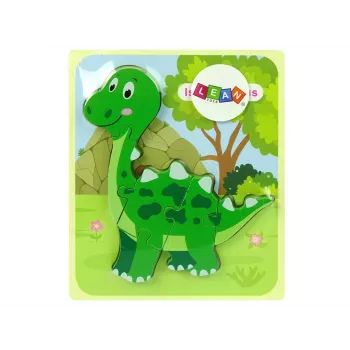 LEAN TOYS Wooden Isanosaurus Green Dinosaur Puzzle