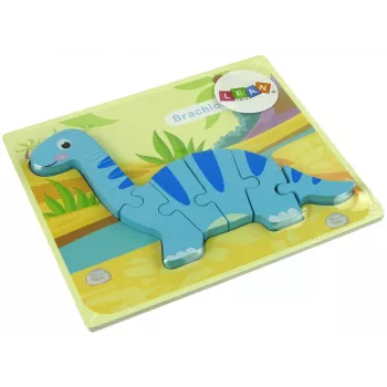 LEAN TOYS Wooden Puzzle Dinosaur Brachiosaurus Blue