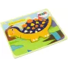 LEAN TOYS Medinis Dinozaurų Dėlionė Triceratops Ankylosaurus Oranžinė