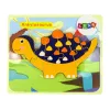 LEAN TOYS Medinis Dinozaurų Dėlionė Triceratops Ankylosaurus Oranžinė