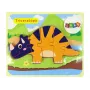 LEAN TOYS Medinis Dinozaurų Dėlionė Triceratops Ankylosaurus Oranžinė
