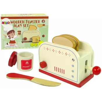 LEAN TOYS Woodinis Skrudintuvas su Priedais – Virtuvės Aksesuarai Vaikams