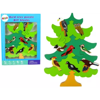 LEAN TOYS Wooden Tree Birds DIY Wooden Puzzle Blocks