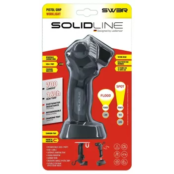 Ledlenser SW3R COB LED žibintuvėlis su magnetiniu pagrindu, 320 lm, įkraunamas per USB-C, IP54, 180° pasukama galvute, kišenine segtuku, juodas