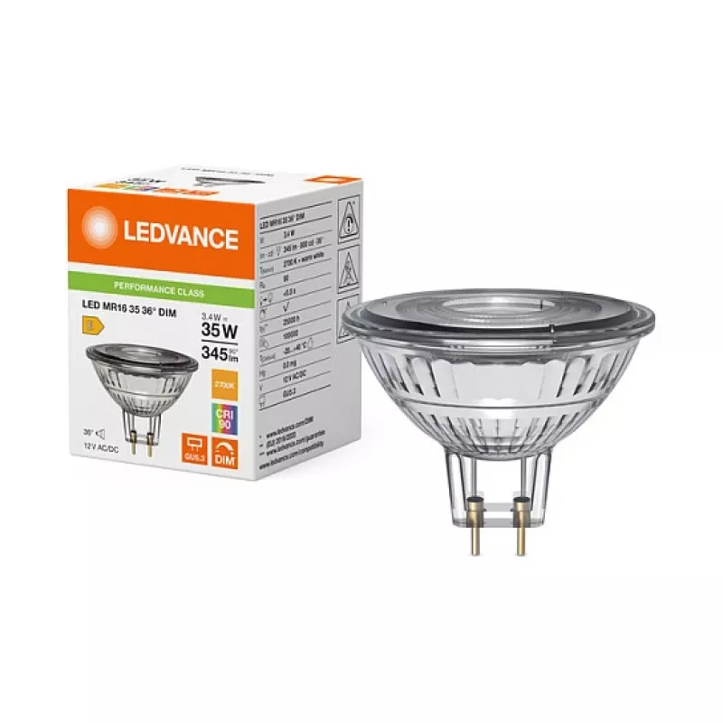 LEDVANCE PARATHOM MR16 LED reflektorius 3.4W 2700K GU5.3, pritemdomas, 36° 230lm