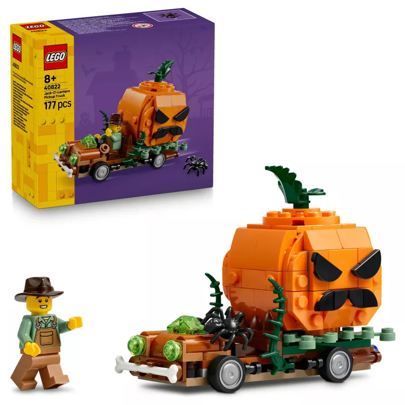 LEGO 40822 Moliūgų pikapas – statybų rinkinys, 200 dalių, Kaliausės minifigūrėlė, Helovino dekoras