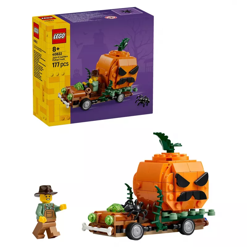 LEGO 40822 Moliūgų pikapas – statybų rinkinys, 200 dalių, Kaliausės minifigūrėlė, Helovino dekoras
