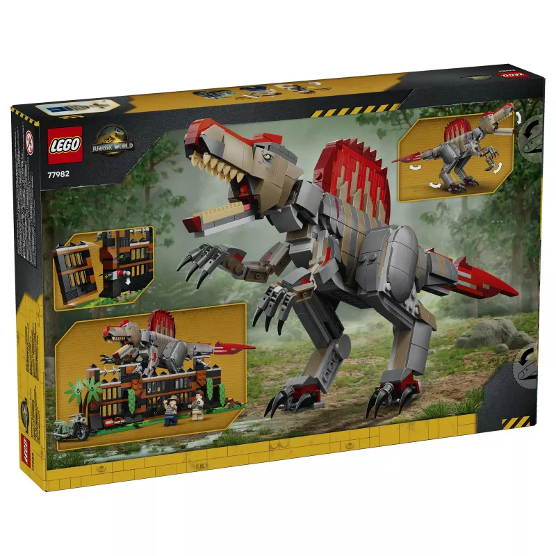 LEGO Jurassic World 77982 Spinosaurus Dinosaur Escape – statybinis rinkinys su Owen Grady ir Claire Dearing minifigūrėlėmis (248 dalys)