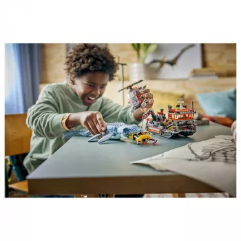 LEGO Jurassic World 77983 Mosasaurus Dinosaur Boat Attack (280 dalių, 3 minifigūrėlės, nuo 7 metų)