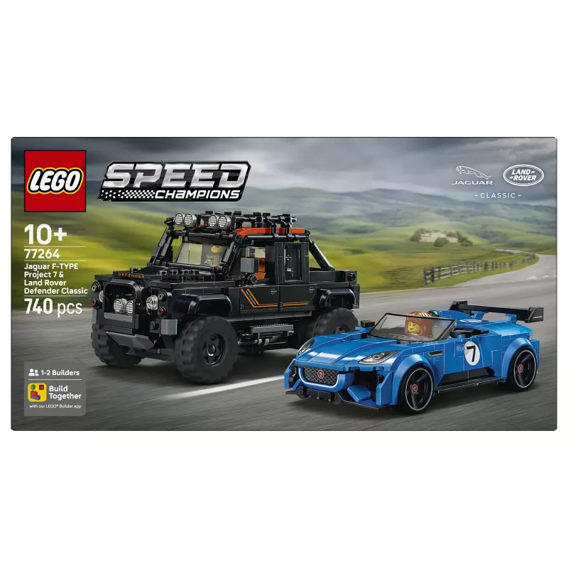 LEGO Speed Champions 77264 Jaguar F-TYPE Project 7 ir Land Rover Defender Classic rinkinys
