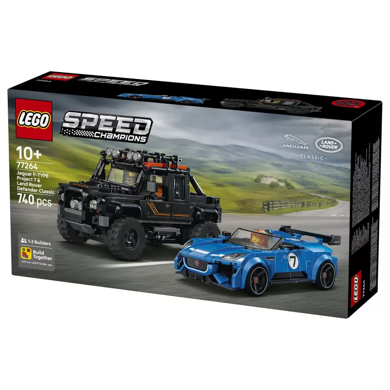 LEGO Speed Champions 77264 Jaguar F-TYPE Project 7 ir Land Rover Defender Classic rinkinys