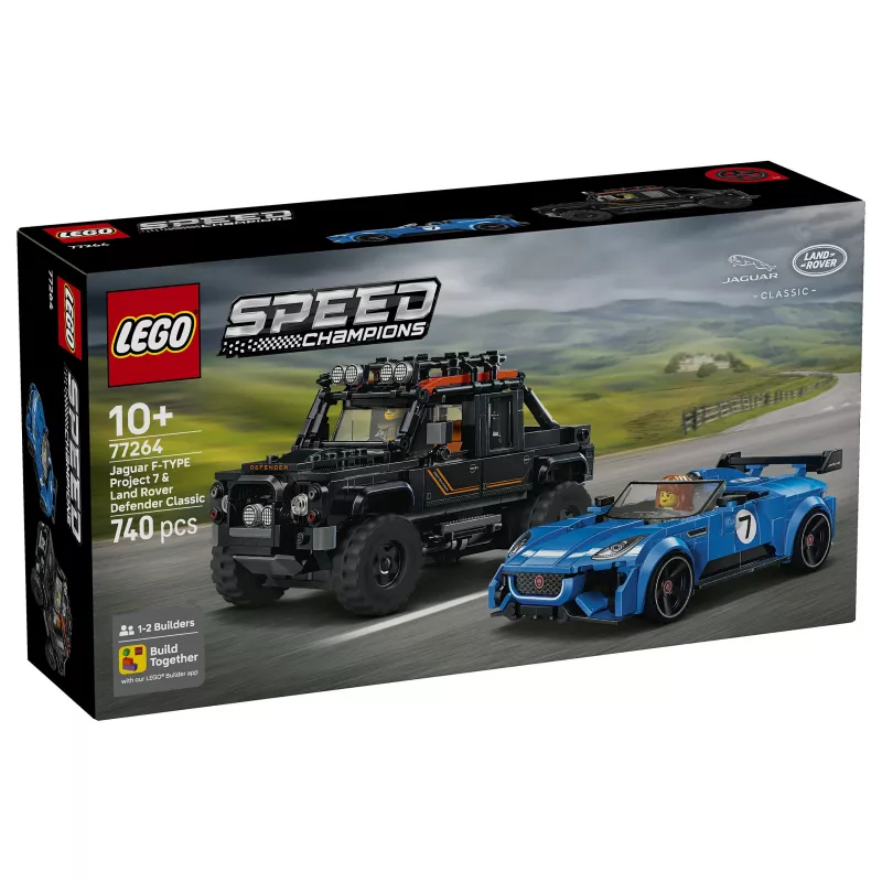 LEGO Speed Champions 77264 Jaguar F-TYPE Project 7 ir Land Rover Defender Classic rinkinys